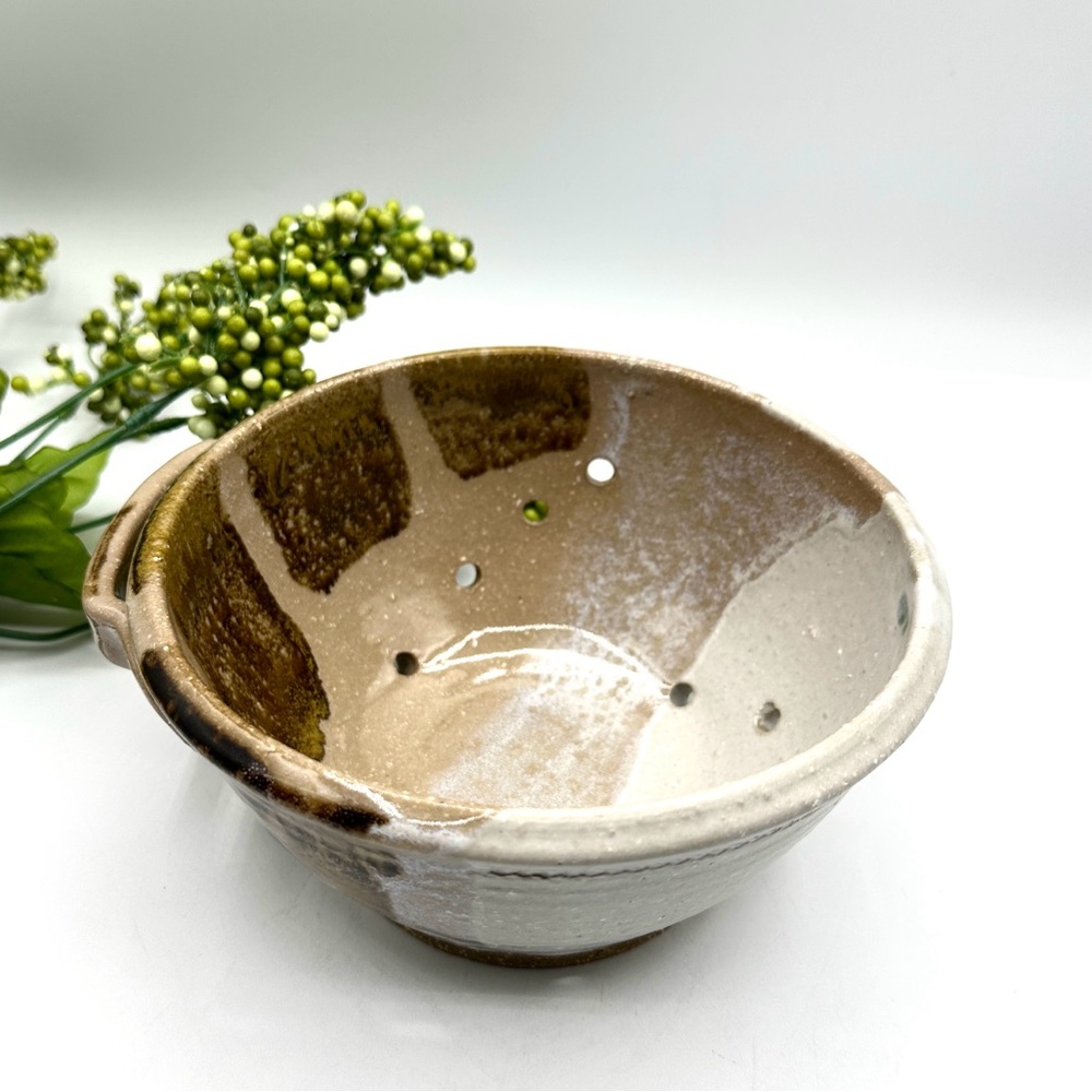 Signed Studio Pottery Berries / Veggie Colander. Hand made.